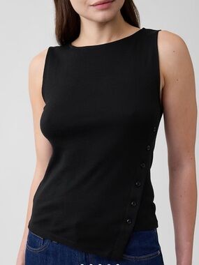 Gap Women’s Modern Ribbed Asymmetrical Button-Side Top